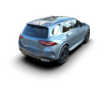 Modern araba arka planda izole edilmiş. 3d oluşturma