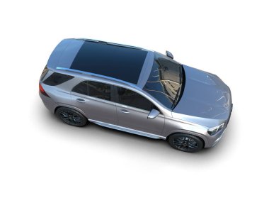 Beyaz arka planda modern bir araba. 3d oluşturma