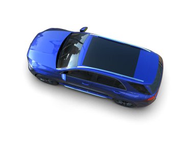 Mavi cam yüzeyi olan mavi lüks araba.