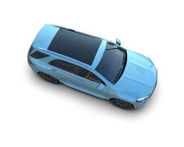 mavi modern araba - 3 boyutlu illüstrasyon