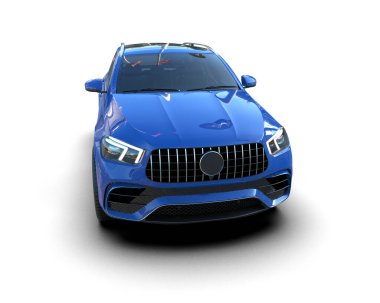 Mavi lüks spor araba. 3d illüstrasyon.