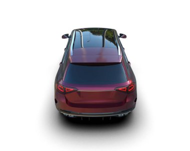 Beyaz arka planda izole edilmiş modern lüks bir arabanın 3 boyutlu görüntüsü. 3d oluşturma