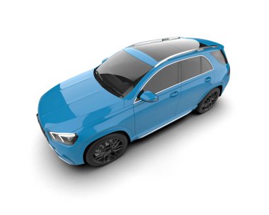 Boş ekranlı mavi bir araba..