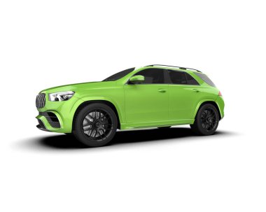 Araba modern yeşil renk. 3d oluşturma