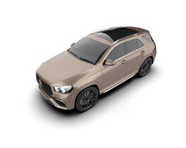 Beyaz arka planda bir araba. 3d görüntüleme - beyaz arkaplanda izole edilmiş