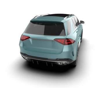 Stüdyo ortamında markasız bir SUV 'un 3 boyutlu çizimi