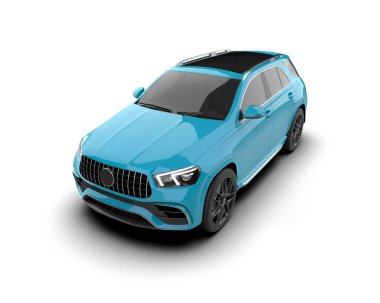 Stüdyo ortamında markasız bir SUV 'un 3 boyutlu çizimi