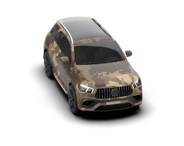 Modern araba arka planda izole edilmiş. 3D görüntüleme - illüstrasyon