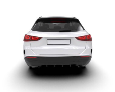 Arka planda izole edilmiş gerçekçi bir SUV aracı. 3D görüntüleme - illüstrasyon