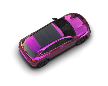 mor modern spor araba - üst görünüm