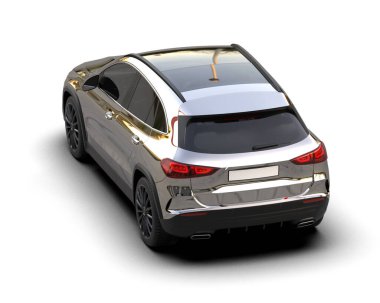 Gri arka planda, kırpma yolu olan modern lüks bir araba. 3D görüntüleme. 3d illüstrasyon.