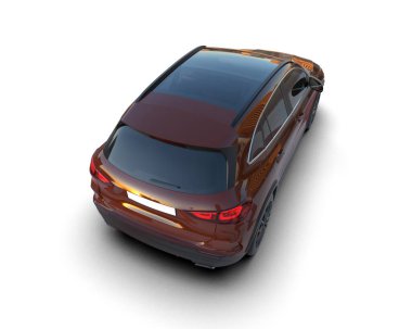 beyaz arka planda modern SUV arabası 3 boyutlu görüntüleme