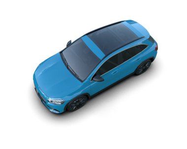 modern mavi araba 3D görüntüleme