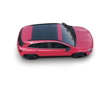 Kırmızı araba arka planda izole edildi. 3d oluşturma