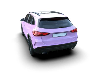 Pembe modern cip arabası. 3d oluşturma.