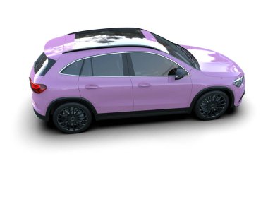 Modern bir SUV 'un 3 boyutlu görüntüsü - kavramsal araba beyaz arka planda izole edildi