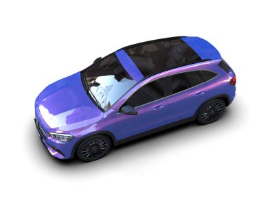 Beyaz arka planda izole edilmiş modern küçük araba. 3d oluşturma