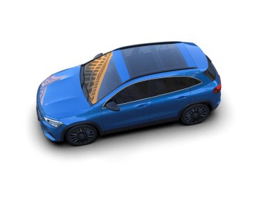 Beyaz arkaplanda mavi araba