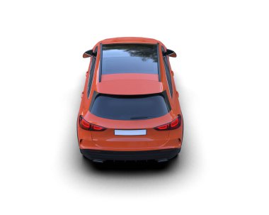 Kırmızı araba beyazda izole edilmiş. 3d oluşturma