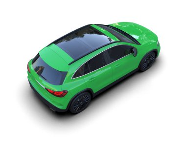 Beyaz arka planda elektrikli arabanın 3 boyutlu resmi