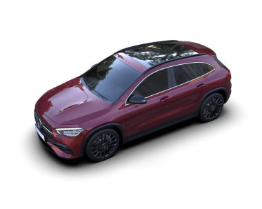 Beyaz arkaplandaki bir arabanın 3 boyutlu görüntüsü