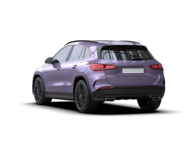 SUV aracı beyaz yolda izole edildi. 3 Boyutlu Hazırlama