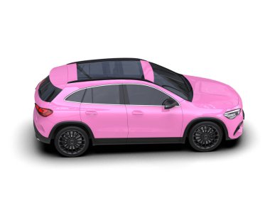beyaz arka planda pembe modern araba