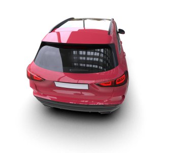 Modern elektrikli araba beyazda izole edilmiş. 3d oluşturma