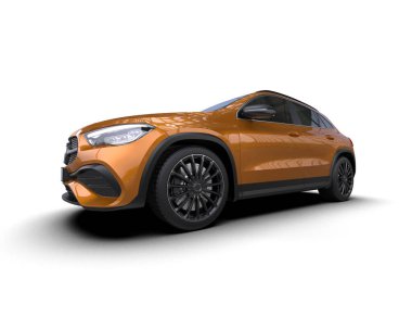 modern araba beyaz arka planda izole edildi. 3 boyutlu çizim - illüstrasyon