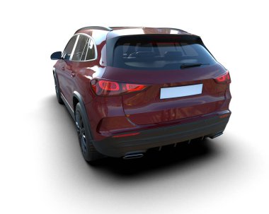 beyaz arka planda modern SUv, 3 boyutlu görüntüleme