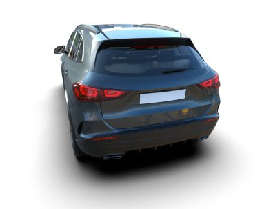 Modern araba beyazda izole edilmiş. 3 Boyutlu Hazırlama.