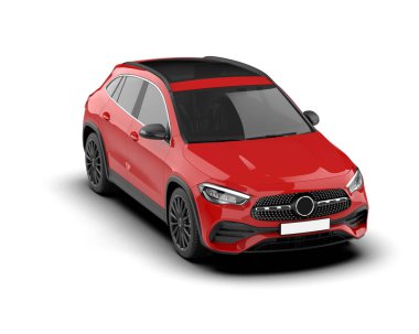 Gri arka planda modern kompakt araba