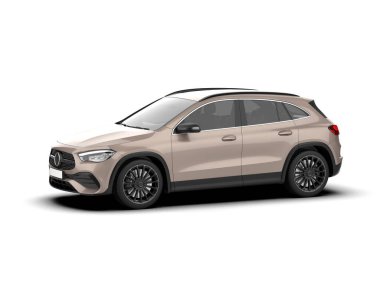 Arka planda izole edilmiş gerçekçi bir SUV aracı. 3D görüntüleme - illüstrasyon