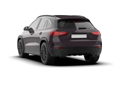 Siyah lüks SUV beyazda izole edilmiş.