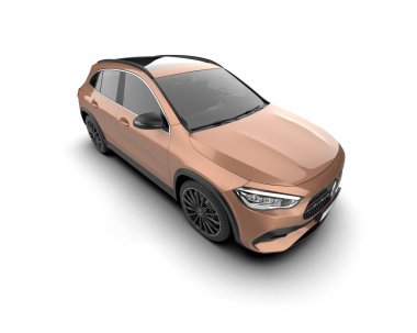 Modern SUv beyaz arka planda izole edildi. 3 boyutlu görüntüleme - illüstrasyon