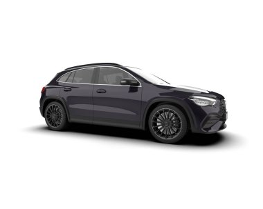 Siyah araba arka planda izole edilmiş. 3D görüntüleme - illüstrasyon