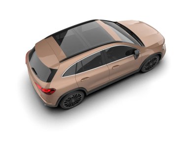 Beyaz arka planda bir araba. 3d illüstrasyon