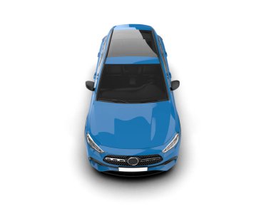 mavi elektrikli araba arka görünümü