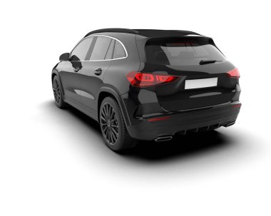 modern siyah SUV arabası beyaz 3D renkte izole edilmiş.