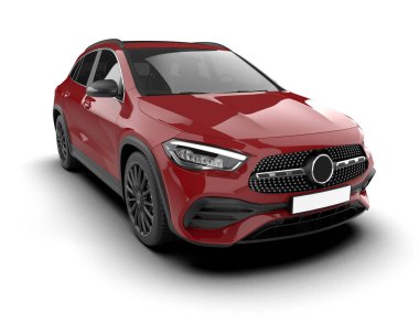 Arka planda lüks bir araba var. 3d oluşturma