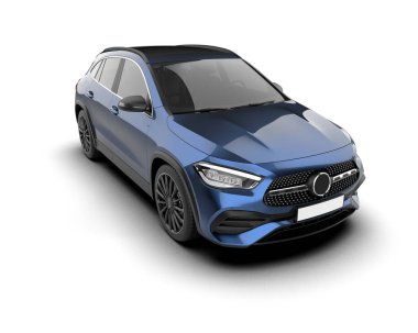 Arka planda izole edilmiş gerçekçi bir SUV aracı. 3D görüntüleme - illüstrasyon