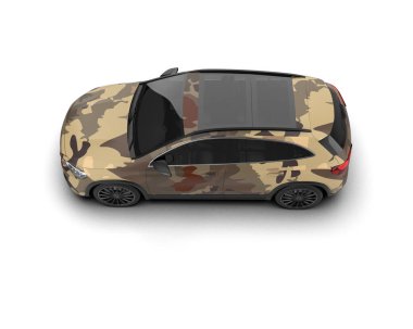 Modern araba arka planda izole edilmiş. 3D görüntüleme - illüstrasyon