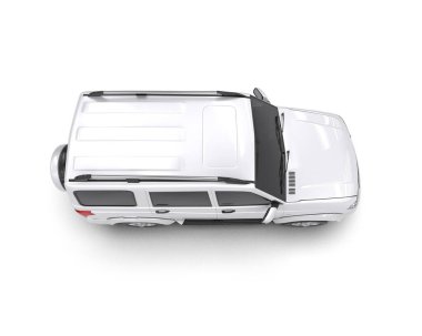 beyaz lüks spor jip - üst görünüm - 3 boyutlu illüstrasyon