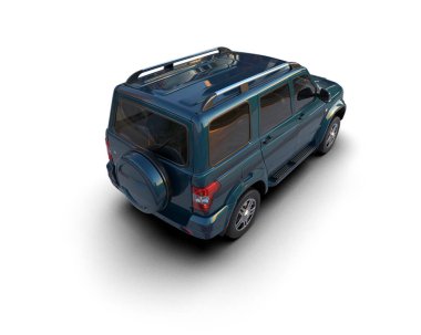 Araba beyaz arka planda izole edilmiş. 3d illüstrasyon.