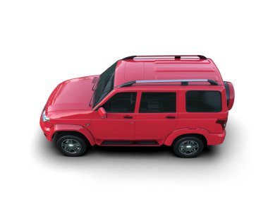 Beyaz arka plan üzerinde izole kırmızı modern otomobil