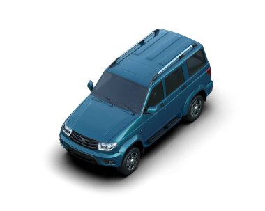 Beyaz arka planda izole edilmiş aile için modern SUv 3 boyutlu görüntüleme - 3 boyutlu illüstrasyon