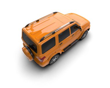 turuncu modern araba beyaz arka planda izole edilmiş. 3d illüstrasyon