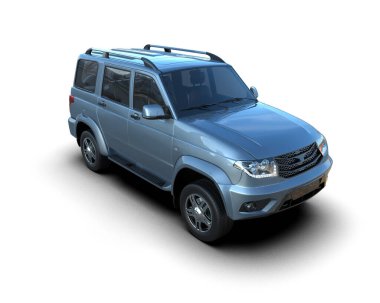 SUV beyaz arka planda izole edildi. 3d oluşturma