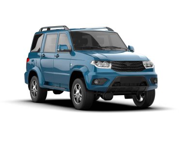 Beyaz arka planda modern SUV. 3d oluşturma