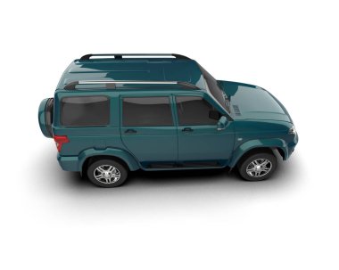 Blender stüdyosunda beyaz arkaplanda izole edilmiş bir marka minibüs nesnesinin 3 boyutlu görüntüsü